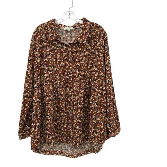 Umgee Womens Top Size 1X Tunic Flare Sleeve Floral Bloomcore Boho Lagenlook - Picture 1 of 4